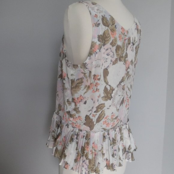 REBECCA TAYLOR Flora Silk Penelope V Neck TankTop - Picture 9 of 12